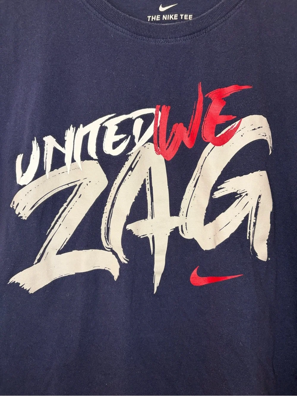 Nike Gonzaga Bulldogs United We Zag Graphic T-Shirt Men’s L Navy